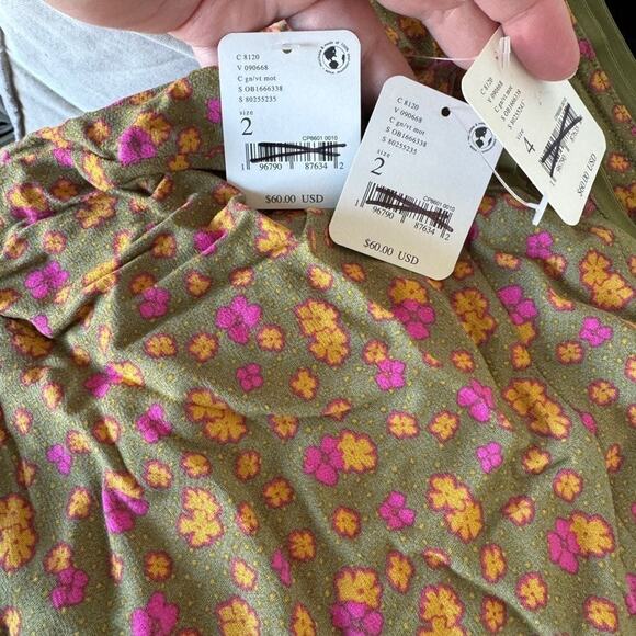 Free People Midi Skirt IRL Floral Olive Green Midi Skirt Lettuce Hem, New w/ Tag - Picture 8 of 8